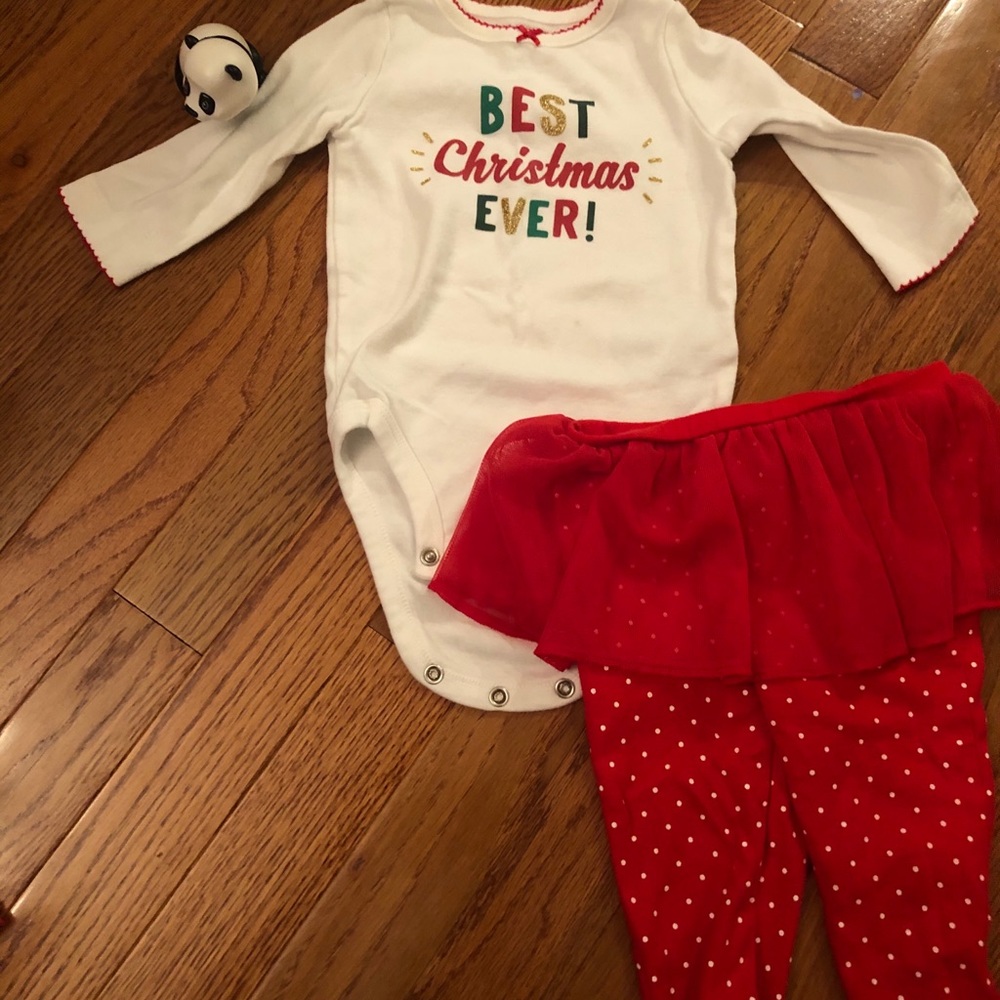 Best Christmas ever outfit with red pants and tutu